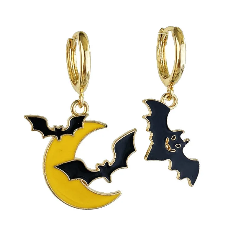 Wholesale 2 Pairs/pack Halloween Ghost Bat Pumpkin Maple Leaf Metal Earrings