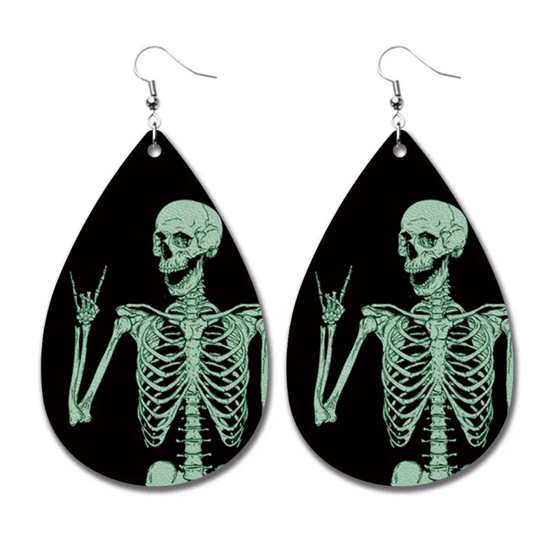 Wholesale 2 Pairs/pack Halloween Ghost Horror Blood Exaggerated Horror Water Drop Earrings