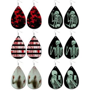 Wholesale 2 Pairs/pack Halloween Ghost Horror Blood Exaggerated Horror Water Drop Earrings