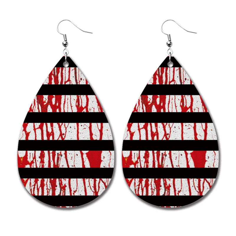 Wholesale 2 Pairs/pack Halloween Ghost Horror Blood Exaggerated Horror Water Drop Earrings