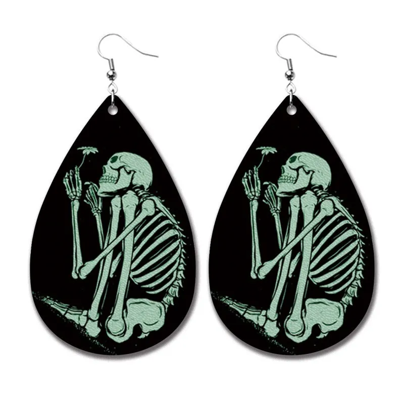 Wholesale 2 Pairs/pack Halloween Ghost Horror Blood Exaggerated Horror Water Drop Earrings