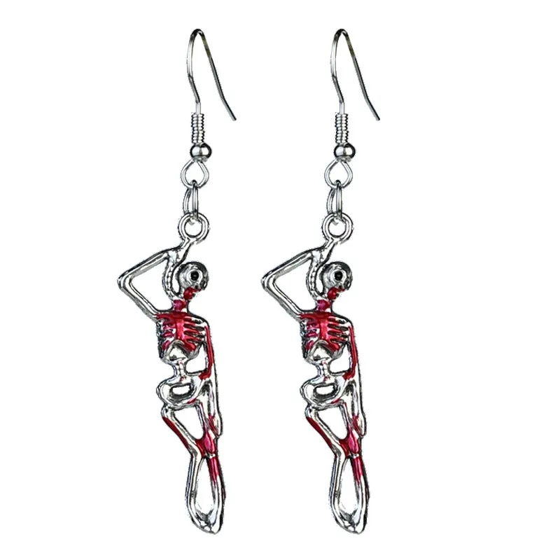 Wholesale 2 Pairs/pack Halloween Horror Blood Skull Skeleton Heart Skull Bird Earrings