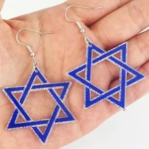 Wholesale 2 pairs/pack Hanukkah six-pointed star acrylic earrings