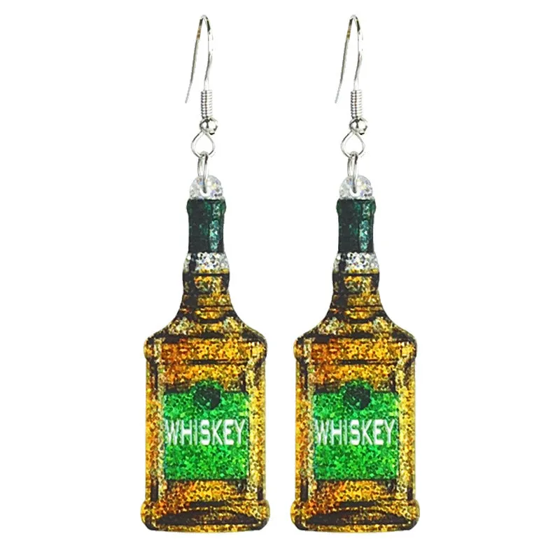 Wholesale 2 Pairs/pack Liquor Shiny Colorful Spring Summer Ball Party Red Wine Cocktail Earrings