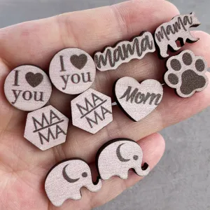 Wholesale 2 pairs/pack Mother's Day Wooden Ear Studs