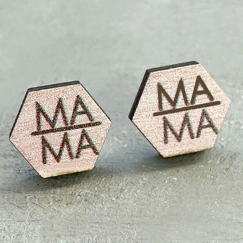 Wholesale 2 pairs/pack Mother's Day Wooden Ear Studs