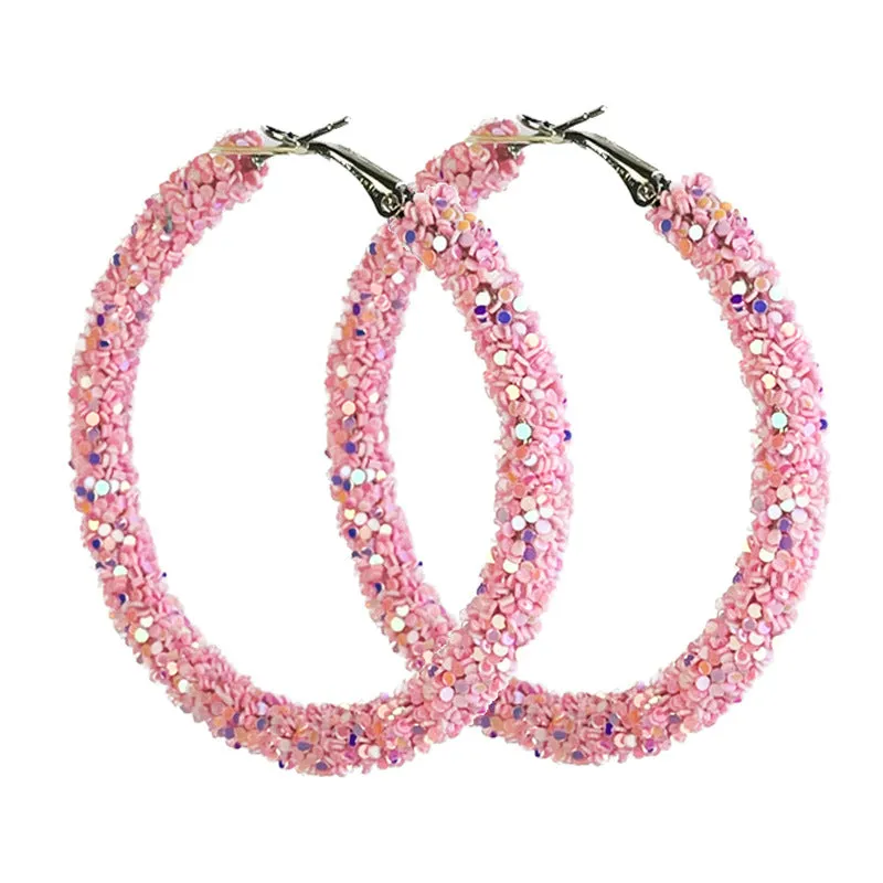 Wholesale 2 Pairs/pack Pink Macaron Color Matching, Glitter, Festive Atmosphere, Candy Color, Large Earrings