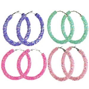 Wholesale 2 Pairs/pack Pink Macaron Color Matching, Glitter, Festive Atmosphere, Candy Color, Large Earrings