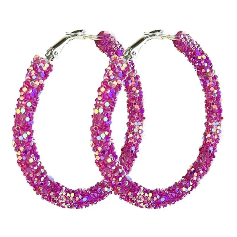 Wholesale 2 Pairs/pack Pink Macaron Color Matching, Glitter, Festive Atmosphere, Candy Color, Large Earrings