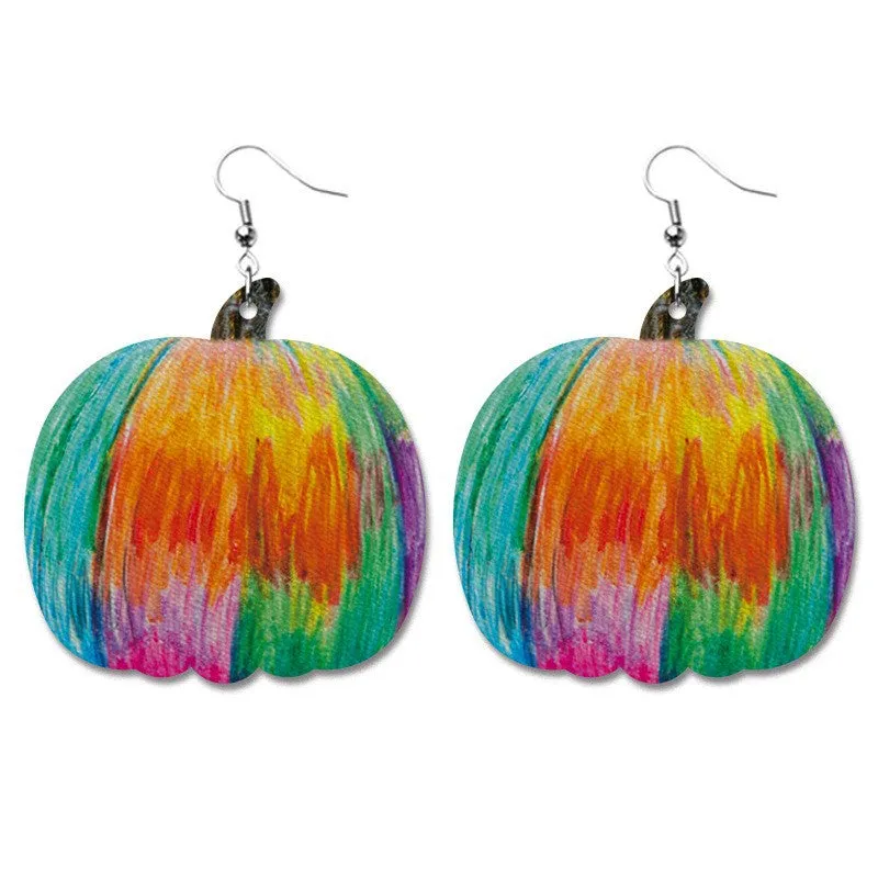 Wholesale 2 Pairs/pack Pumpkin Collection Halloween Leather Earrings