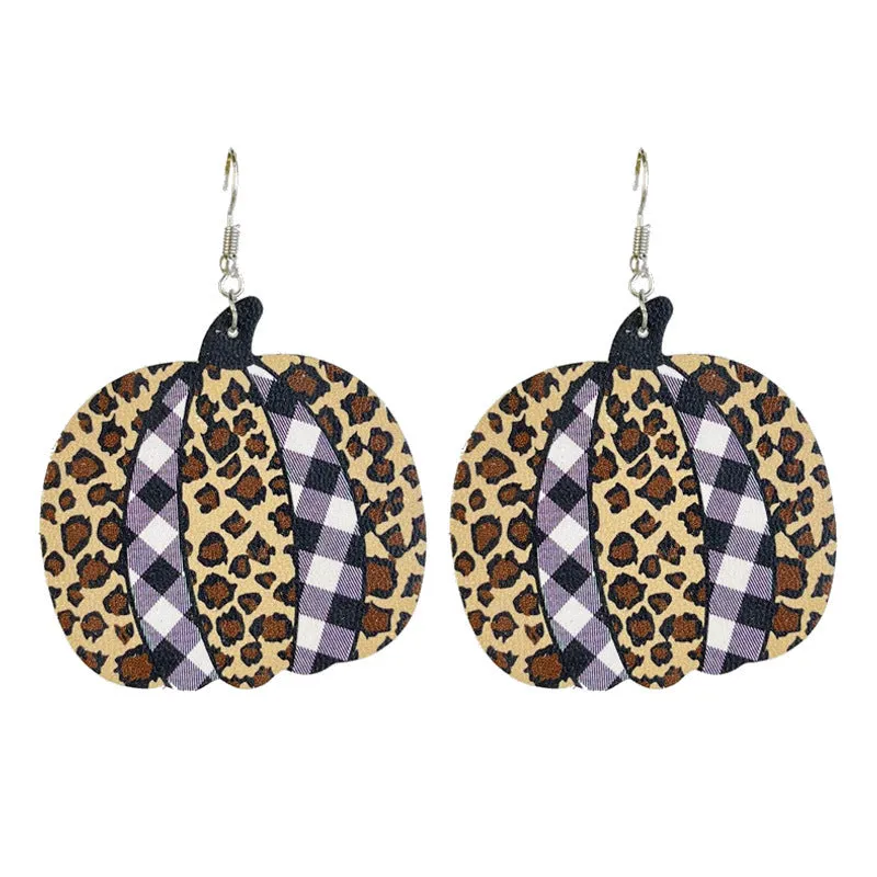 Wholesale 2 Pairs/pack Pumpkin Collection Halloween Leather Earrings