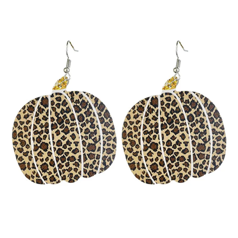 Wholesale 2 Pairs/pack Pumpkin Collection Halloween Leather Earrings