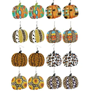 Wholesale 2 Pairs/pack Pumpkin Collection Halloween Leather Earrings