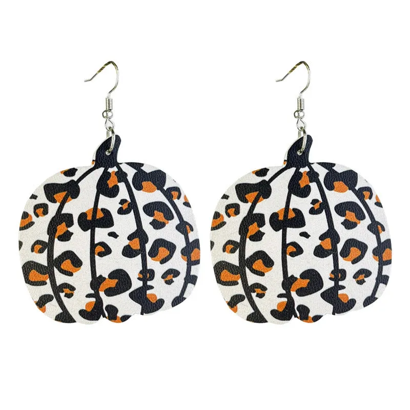 Wholesale 2 Pairs/pack Pumpkin Collection Halloween Leather Earrings