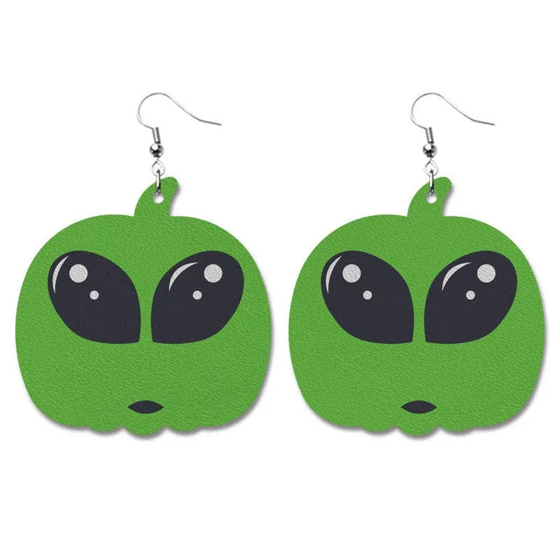 Wholesale 2 Pairs/pack Pumpkin Collection Halloween Leather Earrings