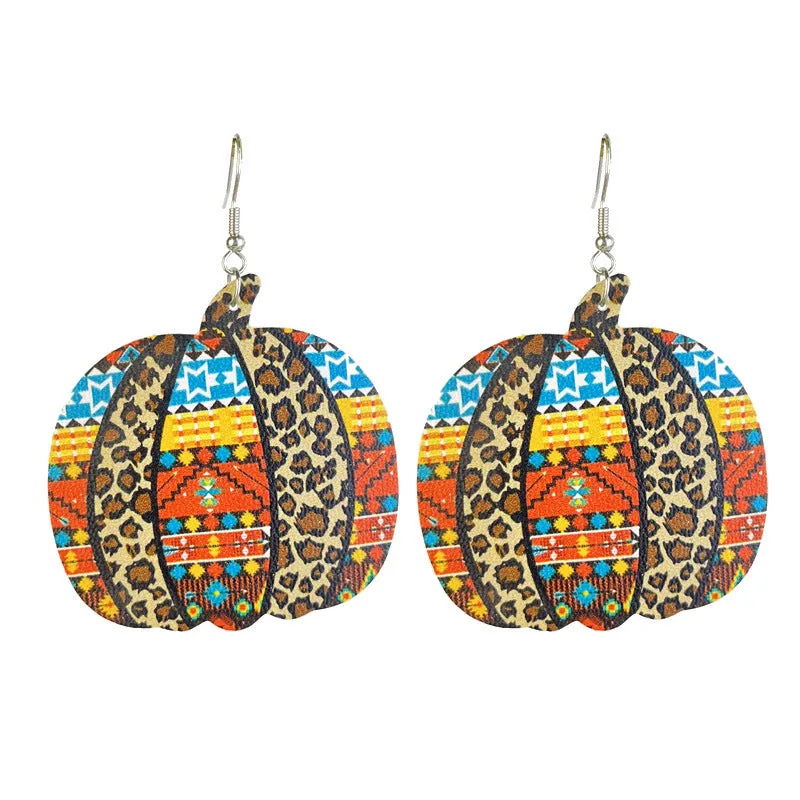 Wholesale 2 Pairs/pack Pumpkin Collection Halloween Leather Earrings