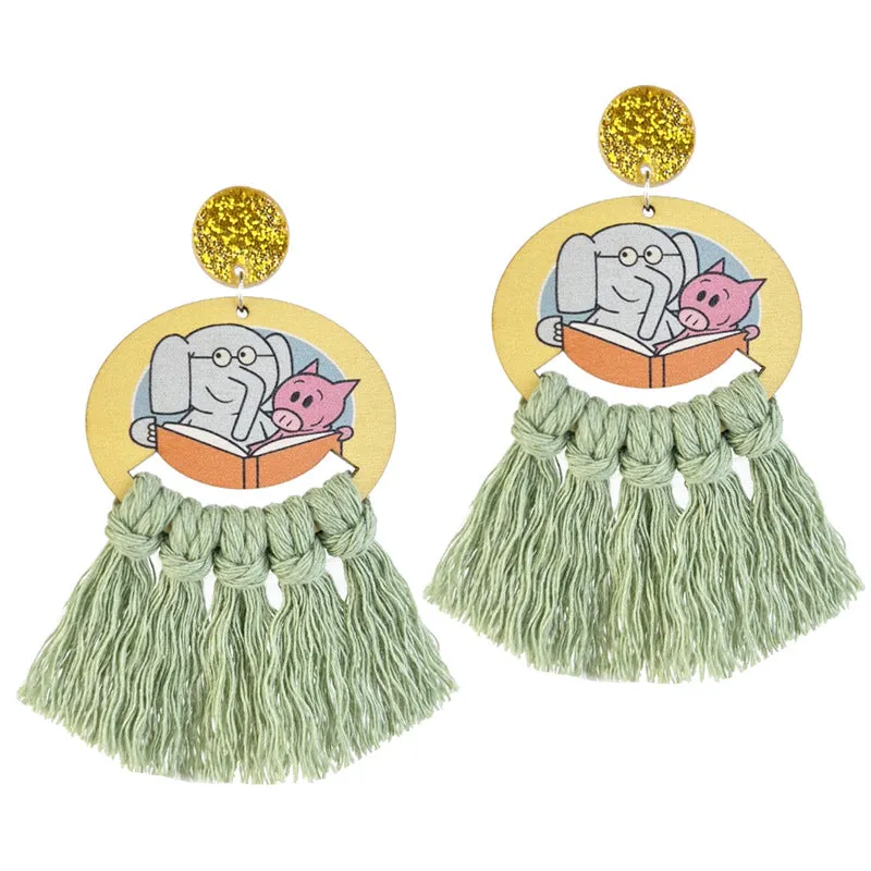 Wholesale 2 Pairs/pack Reading Pencils Student Teacher Hand-woven Tassel Earrings