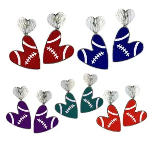 Wholesale 2 Pairs/pack Sports Season Football Love Multi-color Leather Fashion Cheerleading Earrings