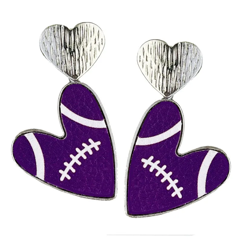 Wholesale 2 Pairs/pack Sports Season Football Love Multi-color Leather Fashion Cheerleading Earrings