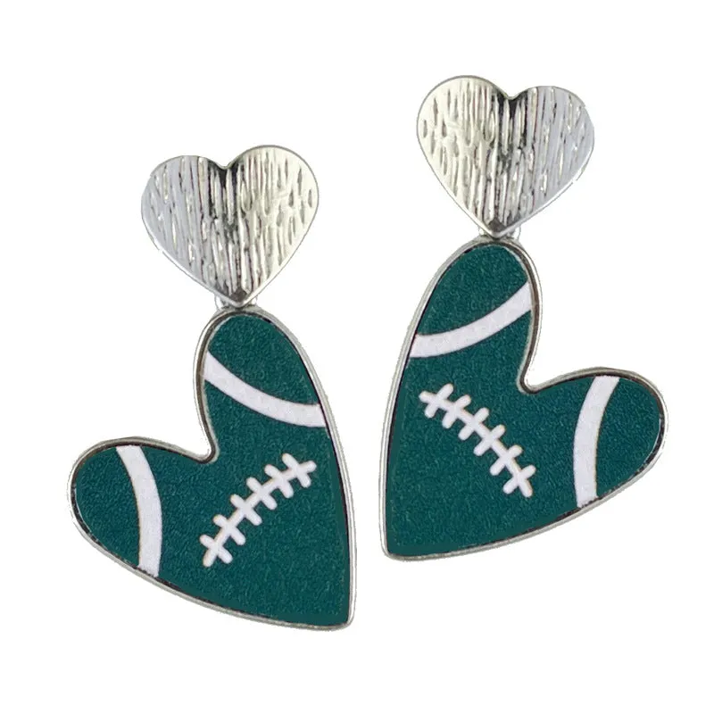 Wholesale 2 Pairs/pack Sports Season Football Love Multi-color Leather Fashion Cheerleading Earrings