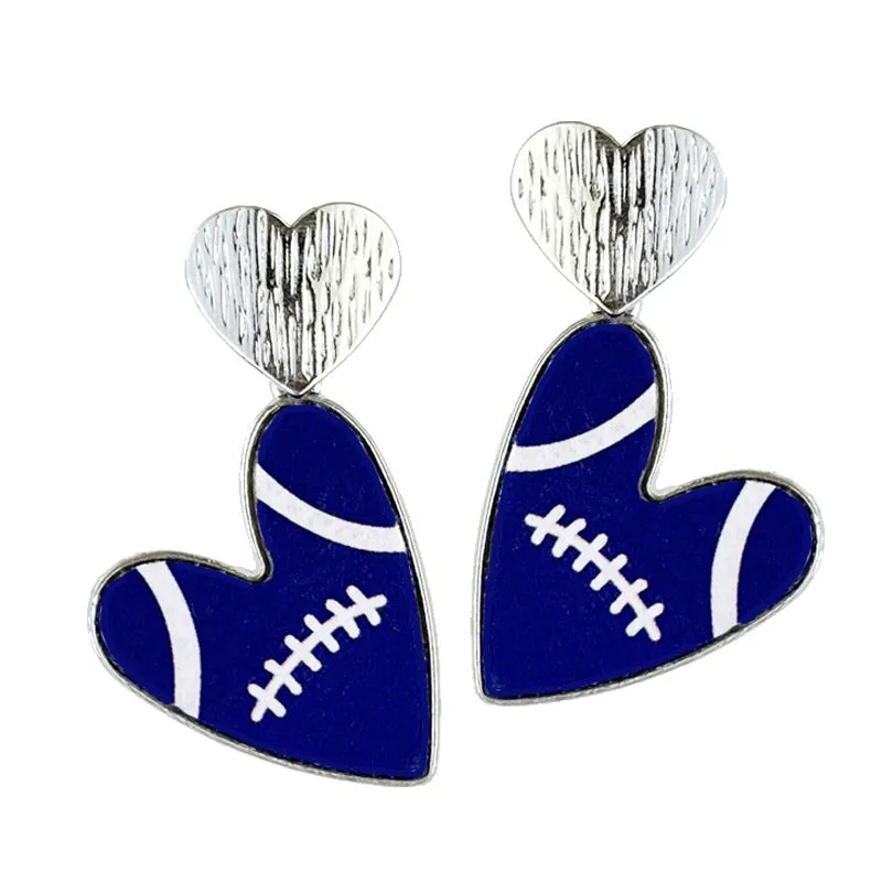 Wholesale 2 Pairs/pack Sports Season Football Love Multi-color Leather Fashion Cheerleading Earrings