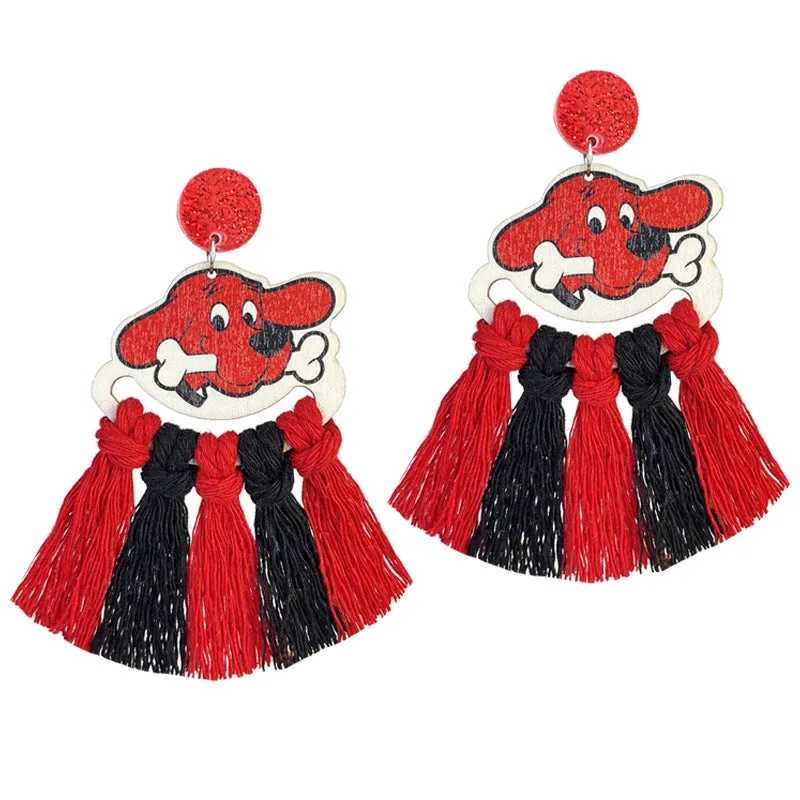 Wholesale 2 Pairs/pack Teacher's Colorful Tassel Hand-woven Cute Reading Wooden Earrings