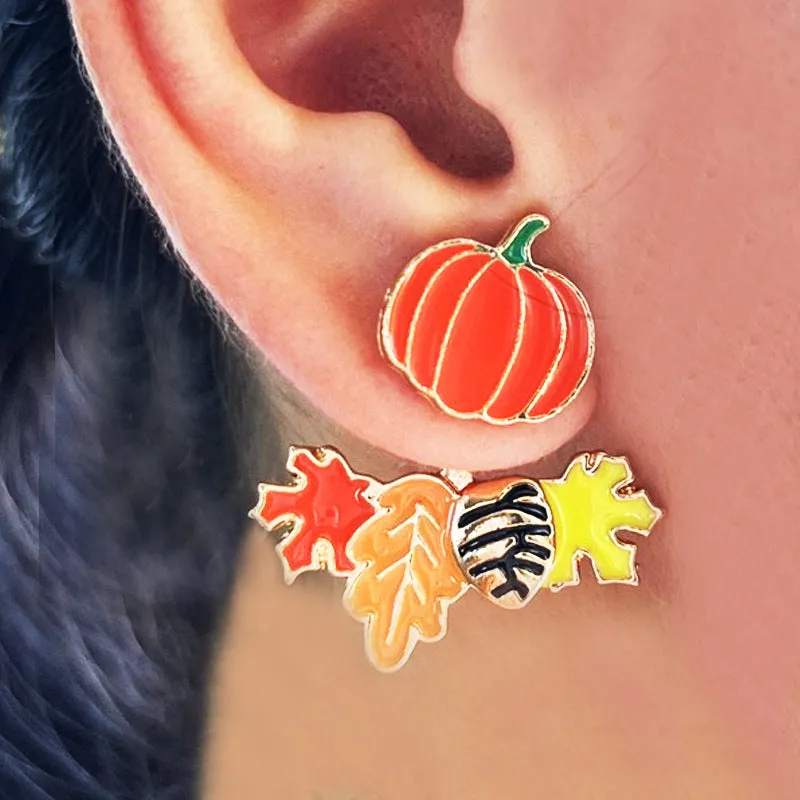 Wholesale 2 Pairs/pack Thanksgiving Turkey Maple Leaf Pumpkin Fox Football Earrings