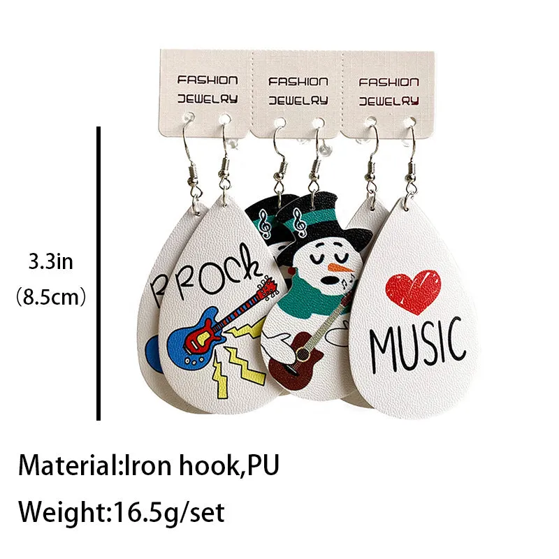 Wholesale 2 Sets Christmas Teacher's Day Set PU Leather Earrings