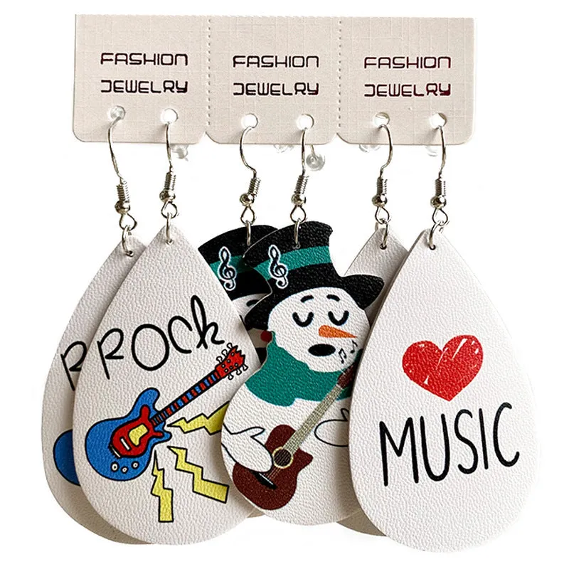 Wholesale 2 Sets Christmas Teacher's Day Set PU Leather Earrings