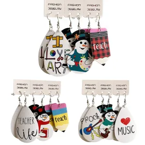 Wholesale 2 Sets Christmas Teacher's Day Set PU Leather Earrings