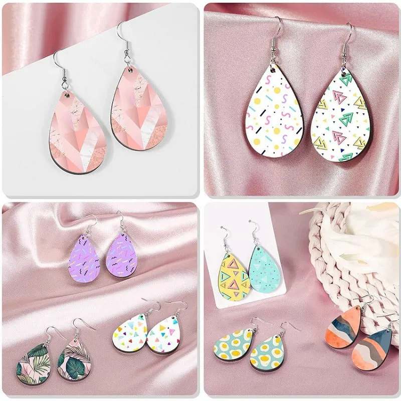 Wholesale 250pcs Creative DIY Blank Sublimation Drop Earrings Pendant with Ear Hook Kraft Paper Card Storage