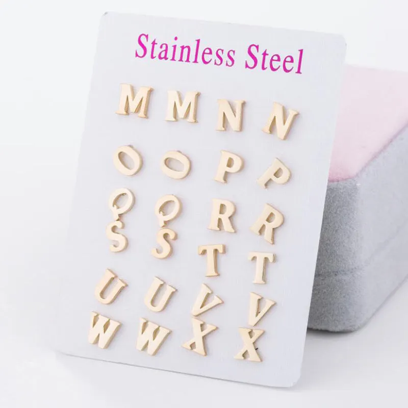 Wholesale 26 Letter Alloy Ear Studs