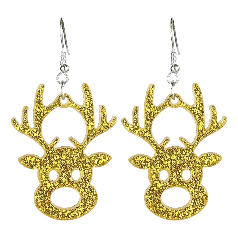 Wholesale 2pairs/pack Christmas Acrylic Sparkling Cut-out Festive Line Earrings