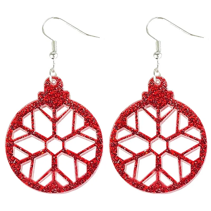 Wholesale 2pairs/pack Christmas Acrylic Sparkling Cut-out Festive Line Earrings