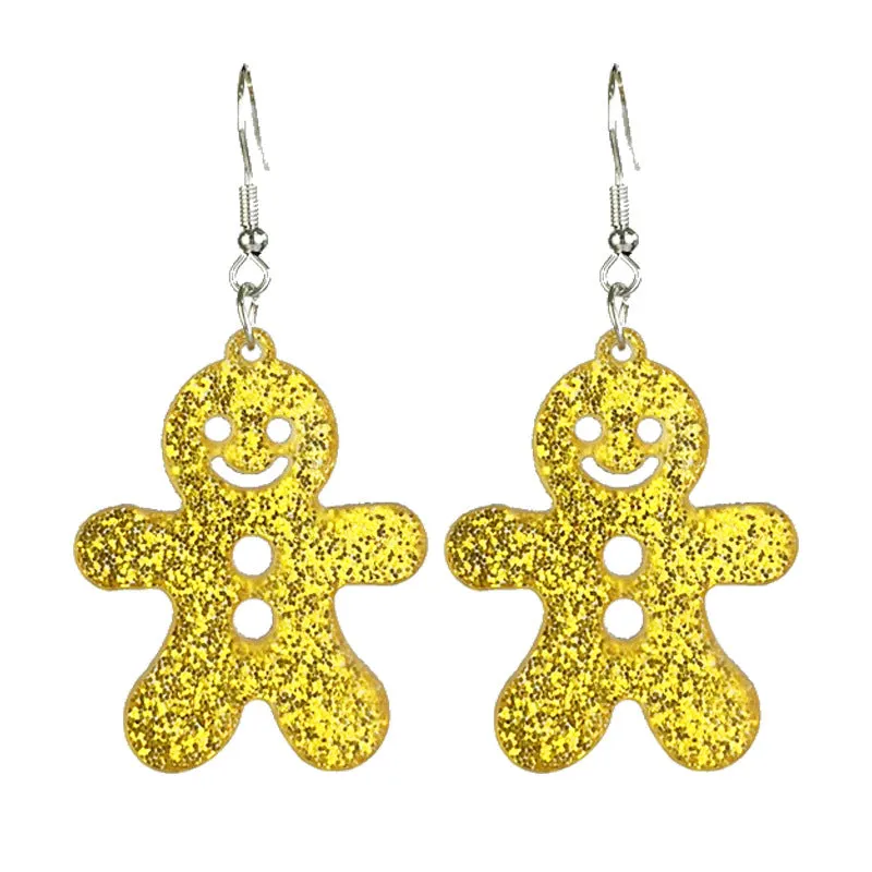 Wholesale 2pairs/pack Christmas Acrylic Sparkling Cut-out Festive Line Earrings