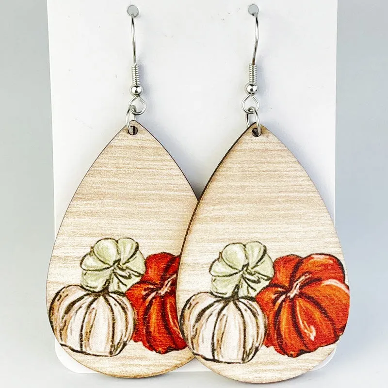 Wholesale 2Pairs/pack Floral Ghost Bohemian Retro Halloween Pumpkin Cute Earrings