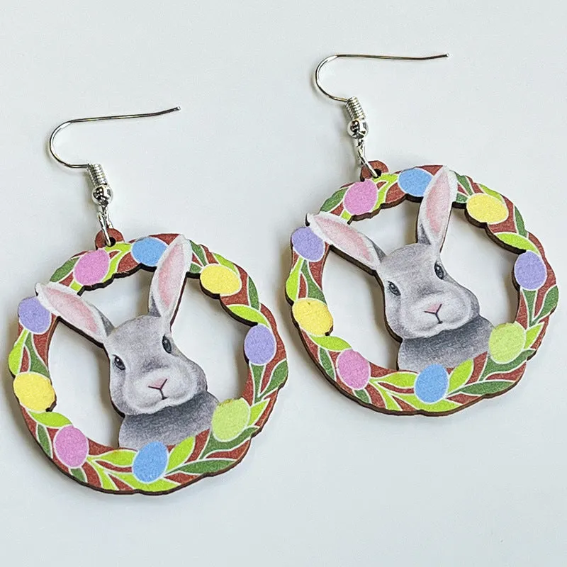 Wholesale 2pcs Cute Mushroom Cross Rabbit Easter Egg Earrings