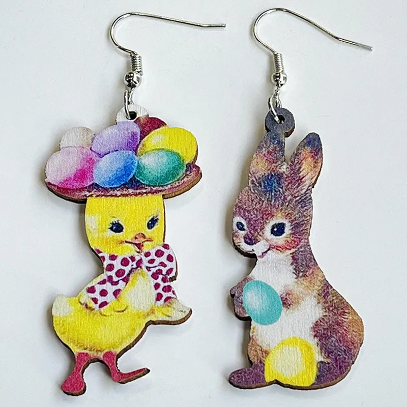 Wholesale 2pcs Cute Mushroom Cross Rabbit Easter Egg Earrings