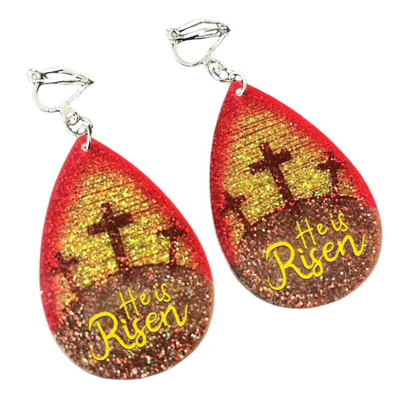 Wholesale 2pcs Easter Children Little Girl Rabbit Text Mushroom Element Shiny Earrings