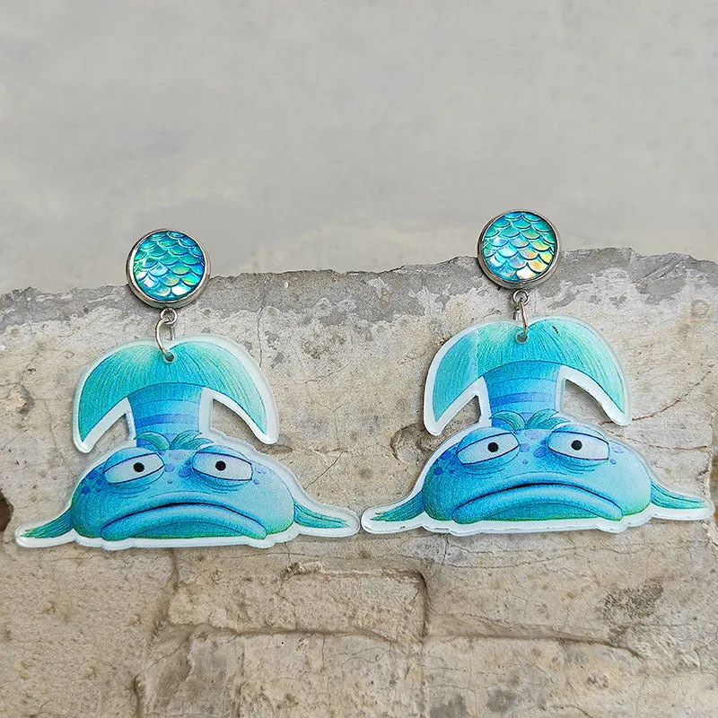 Wholesale 2pcs Manta Ray Scale Marine Animal Acrylic Earrings