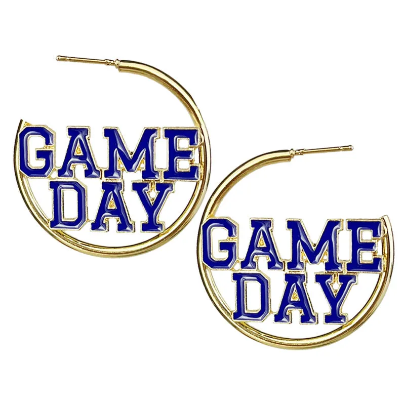 Wholesale 2pcs Metal Fashion Match Day Sports Football Multi Color Earrings