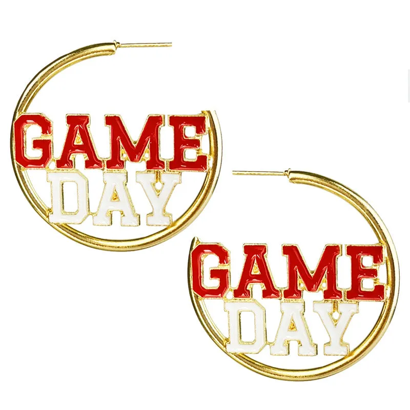 Wholesale 2pcs Metal Fashion Match Day Sports Football Multi Color Earrings