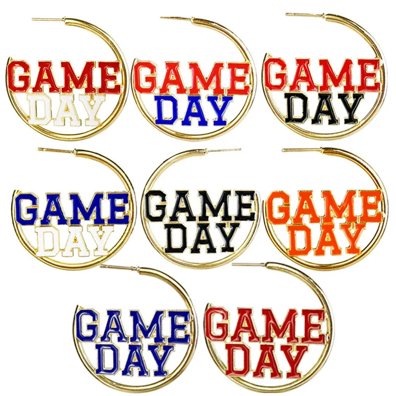 Wholesale 2pcs Metal Fashion Match Day Sports Football Multi Color Earrings