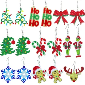 Wholesale 2pcs Source: Christmas Shiny Girls Party, Gingerbread People, Colored Lights, Snowflake Earrings