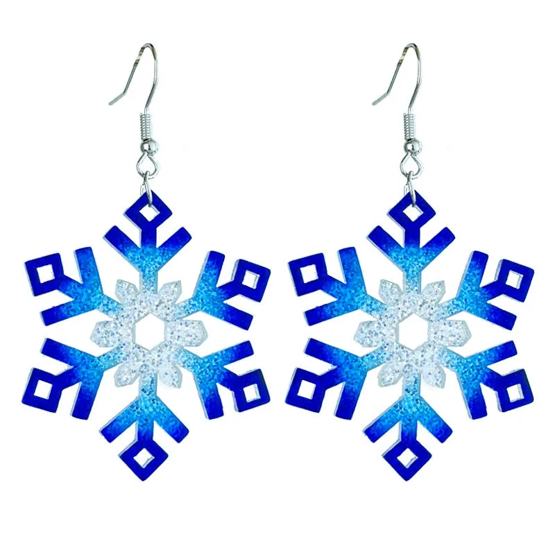 Wholesale 2pcs Source: Christmas Shiny Girls Party, Gingerbread People, Colored Lights, Snowflake Earrings