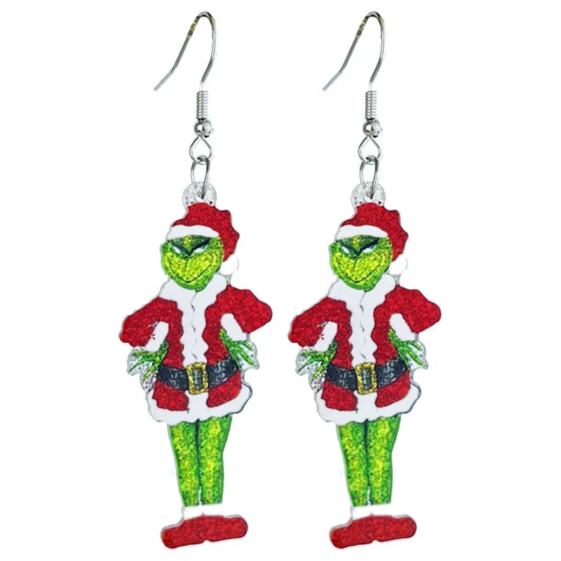 Wholesale 2pcs Source: Christmas Shiny Girls Party, Gingerbread People, Colored Lights, Snowflake Earrings