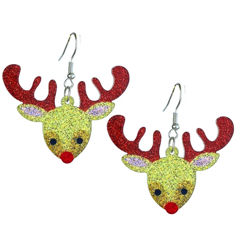 Wholesale 2pcs Source: Christmas Shiny Girls Party, Gingerbread People, Colored Lights, Snowflake Earrings