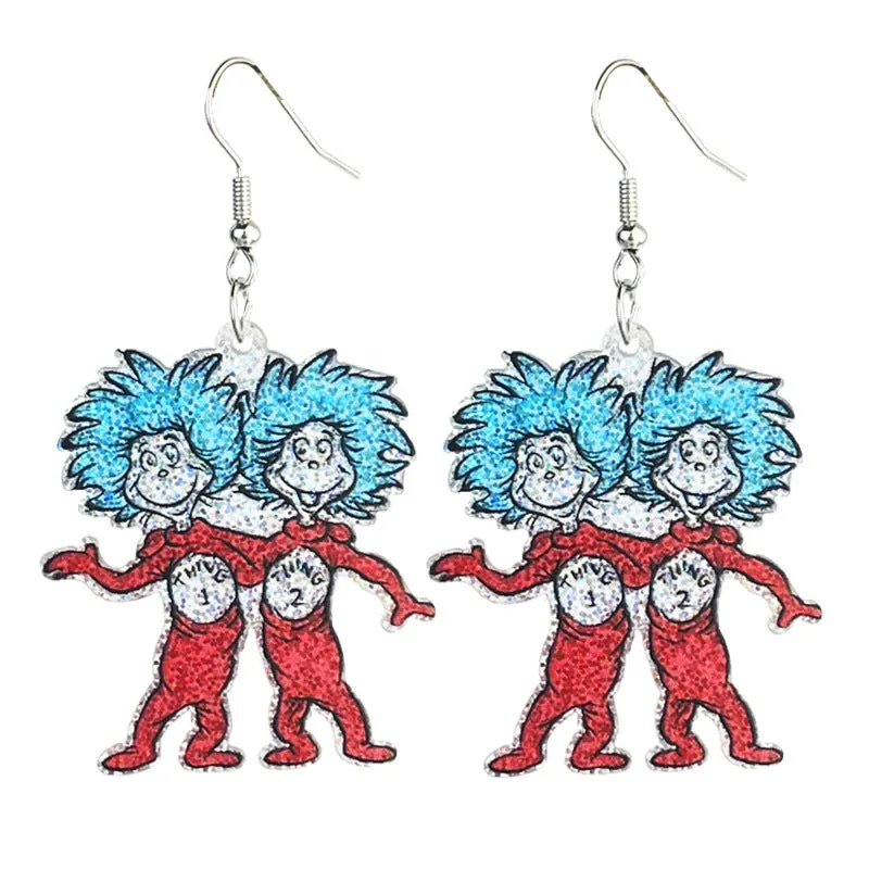 Wholesale 2pcs Teacher Reading Atmosphere Shiny Cute Teacher Color Book Acrylic Earrings