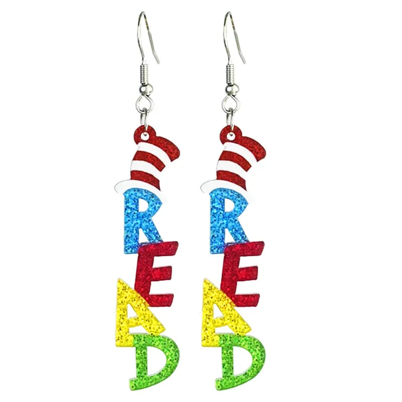 Wholesale 2pcs Teacher Reading Atmosphere Shiny Cute Teacher Color Book Acrylic Earrings