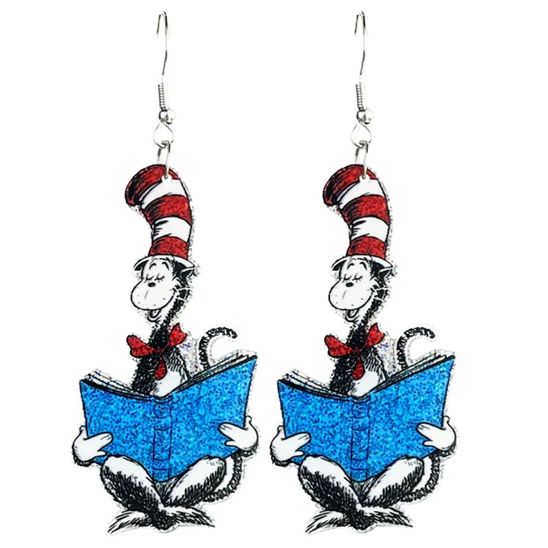 Wholesale 2pcs Teacher Reading Atmosphere Shiny Cute Teacher Color Book Acrylic Earrings